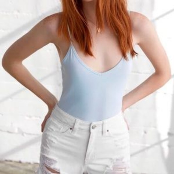 PacSun Tops - NWT PacSun Basics Light Baby Blue V Tank Bodysuit